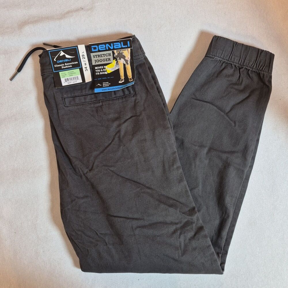 Denali Men's Stretch Jogger Pants Size 34x29 Classic American Fashion Charcoal